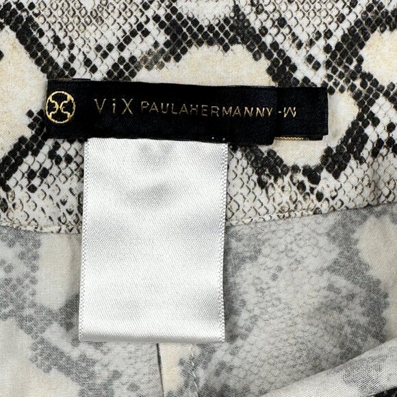 Vix PaulaHermanny Snake Print Wrap Mini Skirt Sz M – Adjustable Tie Waist - Picture 3 of 11
